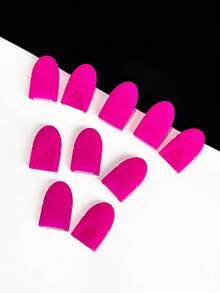 10pcs Rose Red & Pink Silicone Nail Removal Finger Protectors, Soft Elastic Trim, Non-Constricting, Reusable, For Nail Salon And Home Use, Gel Polish & Extension Nail Removal - Multicolor - View 6