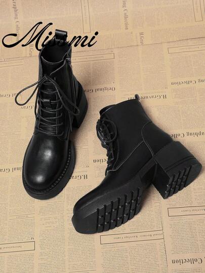 2025 Spring/Autumn Women's Boots, Super Street Style, Sweet & Cool British Style Ankle Boots, Slim High Heel, Winter Shoes, Chunky Heels