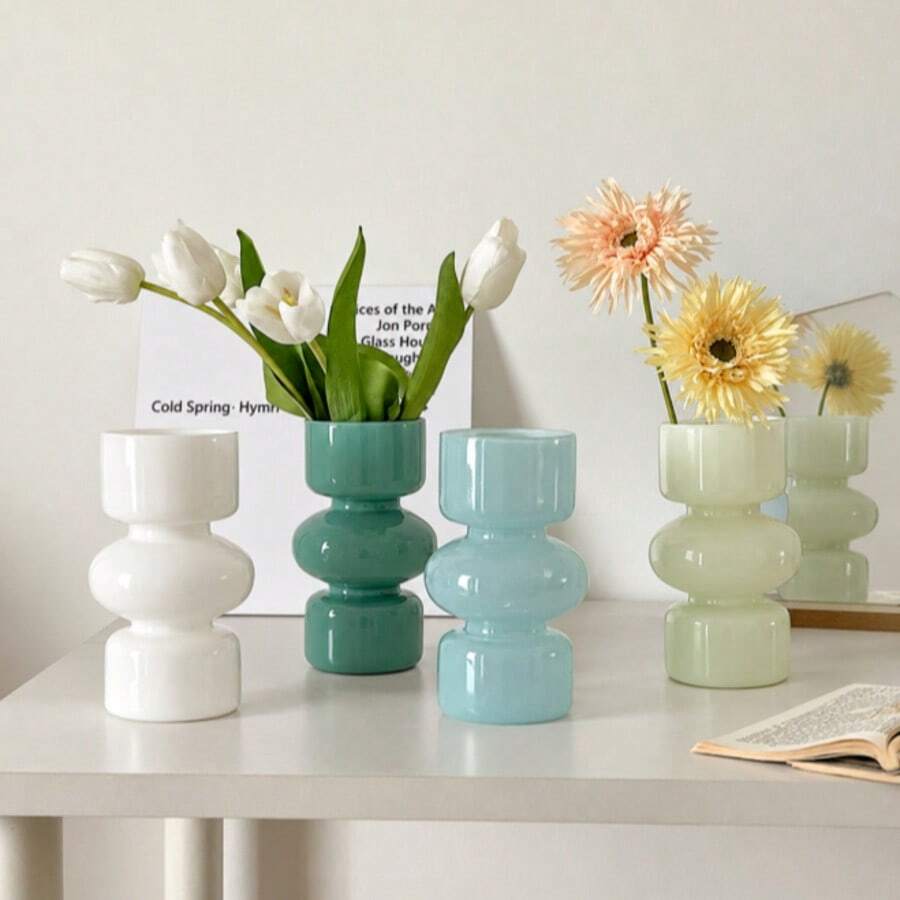 One-Piece Glass Vase, Suitable For Home Decor, Holiday Gifts, Home Decoration, Vase, Tabletop Centerpiece, Birthday Graduation Room Decoration - 1PC - View 1