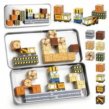 STEM Magnetic Building Blocks Set, 35pcs Children's Educational Engineering Travel Toy, With Portable Metal Box, Suitable For 3+ Years Old Kids Construction Building Gift - Color - View 2