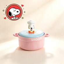 4-Inch Snoopy Airtight Food Storage Container, Cute Cartoon Ceramic Bowl With Lid, Microwave - Multicolor - View 15