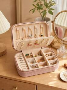 1pc Luxury Jewelry Storage Box, Large Capacity Jewelry Organizer With Soft Velvet Lining And Compartments, Portable Women's Jewelry Box, Birthday Christmas Gift, Large Size Jewelry Box With Secure Lock Closure - Multicolor - View 7