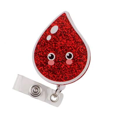 Blood Retractable D Card Holder Reel With Cute Cartoon Design, Nurse Hospital Badge Holder Office Lanyard 1pc