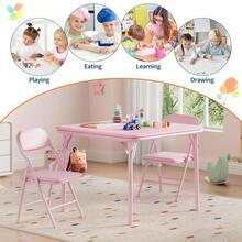 GOCAPTAIN Boys Girls Folding Table And Chairs Set, Activity Table And Chairs Set For Dining Room,Daycare,Classrooms - Pink/1+2set - View 5