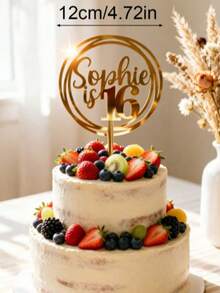Personalized Birthday Cake Topper, Customizable With Name And Age, Acrylic Mirror Material, Suitable For 13th, 16th, 21st, 30th, 40th, 50th Birthday Party Cake Decoration, Glitter - C-age Cake Label - View 6