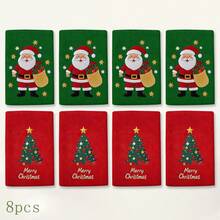 2pcs Santa Claus & Christmas Tree Print Kitchen Towels, Merry Christmas Pattern Hand Towels, Classic Red & Green Christmas Style Dish Cloths Tea Towels, Suitable For Kitchen Cooking, Baking, Cleaning Wiping & Christmas Home Decor - Multicolor - View 10