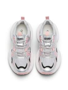 Okurime. 2025 Summer New Breathable Mesh Hollow Sport Shoes, Fashion Chunky Sneakers For Women, Street Style - Pink On White - View 4