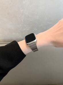 1pc Stainless Steel Bamboo Joint Watch Band, Compatible With Apple Watch - Silver - View 3