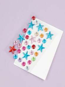 5/3/1pc Extra Large Colorful Star, Heart, Flower Rhinestone Jewelry Stickers, Self-Adhesive Eye, Face, Body Gem Decals For Rave, Festival, Carnival, Cosplay And Party Makeup Decoration - Multicolor - View 7