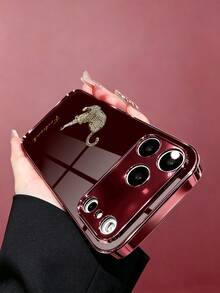 1件客製化姓名時尚手機殼，頂級奢華豹紋酒紅電鍍邊框高畫質玻璃殼，適用於 Apple 18ProMax/17Pro Max/16Pro/15/14 Plus/13 Pro/12 Pro Max/11/XsMax & S26Ultra/25Plus/24/23/22 & A36/A35/A33/A31/A26/A15/A13/Note20/10Pro 及其他系列機型 - 酒紅色 - 查看 5