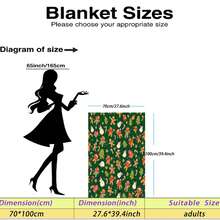 1pc Christmas Deep Green Gingerbread Man, Snowman, Christmas Tree, Candy Cane Print Flannel Blanket, Soft Polyester Fiber Throw, All Season Use, Suitable For Sofa, Camping, Travel, Holiday Gift - Multicolor - View 8