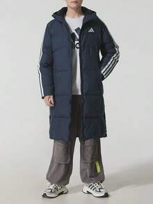 Adidas 3S L DOWN JKT Men's Long Hooded Down Jacket Blue - Blue - View 1