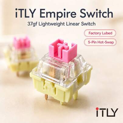 Empire Switch 10 20 50 75 90 piezas Lineal 5 pines Pre-lubricado 37gf Fuerza de actuación ligera Material POM Sonido cremoso y marmoleado Para oficina Juegos DIY Teclado mecánico Construcción personalizada