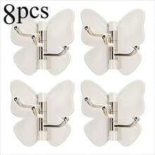 8/4//1pc White Rotatable Butterfly Triple Adhesive Wall Hook - Butterfly Rotating Adhesive Storage Rack - No-Drill Wall Hook - Suitable For Entryway, Shower, Bathroom, Apartment, Dorm, Bedroom, Kitchen, Multi-Function Hook - Multicolor - View 10