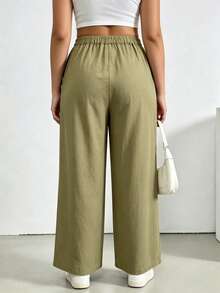 Plus Size Pants - Army Green - View 2