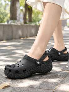 Crocs Women's Sports Sandals/Slides Classic Cloud Floral Clog Thick Sole Rhinestone Decor Beach Closed Toe Sandals 213447-001 - Black - View 1