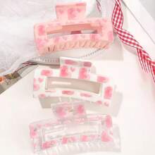3pcs Minimalist Square Hollow Hair Clips, Sweet Hair Additions With Heart Pattern,Suitable For Casual Outdoor Wear - Multicolor - View 4