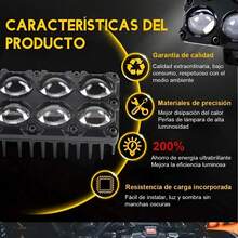 2pcs Faros Auxiliares LED con Lupa 6 Ojos para Auto y Moto 3 Modos de Luz Blanca y Ámbar Alta Luminosidad Impermeables IP67 para Niebla Carretera y Conducción Nocturna. - A - Ver 8