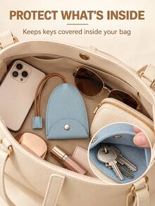 3/2/1pc PU Leather Car Key Cover, Pull-Out Key Pouch With Buckle, Portable Key Holder, Suitable For Car Keys, Handbags, Travel And Daily Use/Set - Multicolor - View 5