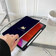 1pc Swan Arabic Letter Print Tablet Protective Case, Foldable Stand, Multi-Angle Viewing, Suitable For Work And Entertainment, With Pen Slot, Compatible With IPad Pro 2024/Air M3/A16 2025, Compatible With Xiaomi, Compatible With Samsung, Compatible With Huawei MatePad - Multicolor - View 5