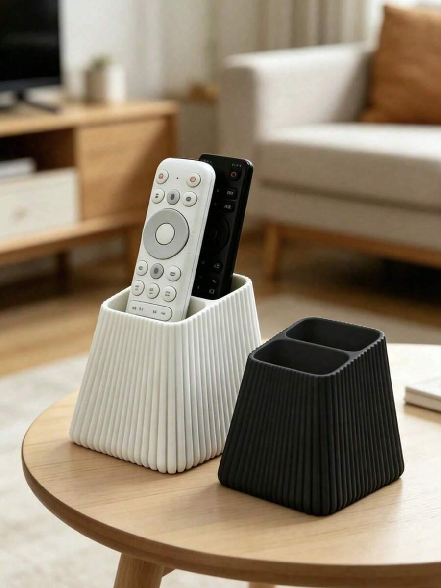 1pc Vertical Stripe Remote Control Holder, Remote Control Storage Box, Decorative Storage Box, Vertical Stripe Design, Easy Access, Suitable For TV, Air Conditioner And Other Home Remote Control Storage, Home Decor, Decorative Item, Storage Box, Dorm Storage, Desktop Organizer, Halloween, Christmas, Wedding - Multi-color - View 1