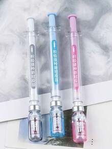 1/3pcs Syringe, With Neutral Pen, For Simulating Virus ; Syringe Design, Randomly Distributed Black Signature Pen And Vaccine Pen [Random Chinese And English Version], Suitable For School Supplies, Back To School Season - A - View 5