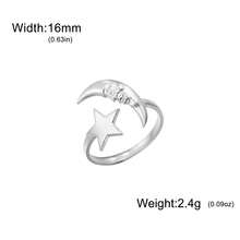 LIKGREAT 1pc Women's Fashion Stainless Steel Sun & Moon Shaped Open Ring, Unique Design, Unisex Gift - Fashion Series - View 11