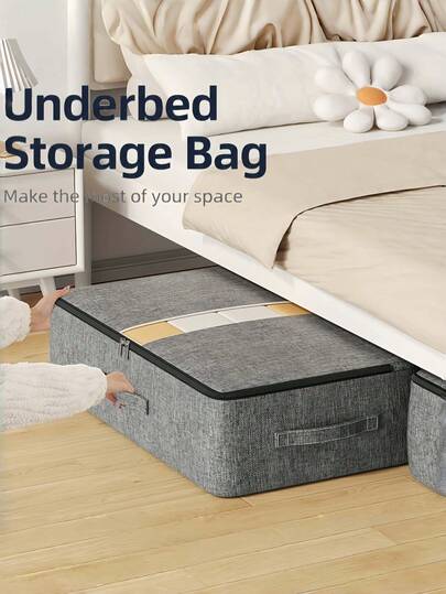 Non-Woven Soft Fabric Storage Bag, No-Frame Blanket Storage Bag, Underbed Storage Bag, Clothing And Blanket Storage Bag, Mobile Large Capacity Storage Box, Suitable For Cabinets, Travel, School, Foldable Storage Bag