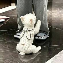 1PC Cute Pet Jumpsuit, Cat/Dog White Elastic Vest Lor Autumn And Winter, Soft And Comfortable Pet Clothing Pullover - White - View 6