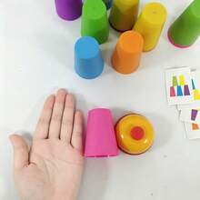 Memory Stacking Cups Game, Matching And Stacking Cups, Children's Matching And Stacking Toy, Competitive Stacking Toy, Fast Stacking Game Set With Bell And Pattern Cards, Educational Competitive Game, Christmas Gift, Christmas Decoration - Multicolor - View 4