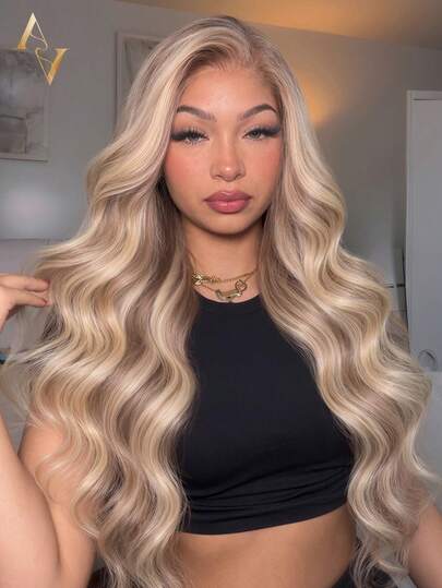 ARABELLA Highlight Blonde Color 6x5 Glueless Lace Wig Body Wave 100% Human Hair Pre Cut Pre Plucked Natural Hairline Transparent Lace Wig Free Part Natural Hairline Daily Use For Women