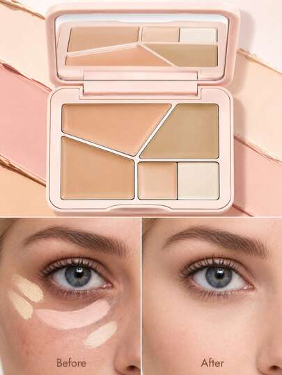 FEOTZNW 5-Color Concealer Palette - Full Coverage For Dark Spots, Acne Scars, Tattoos And Dark Circles, Brightens And Corrects Skin Tone | Perfect Christmas And Valentine's Day Gift Set