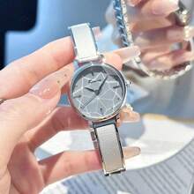 CILOA 1pc Multi-Faceted Crystal Mirror Women's Wristwatch, Minimalist Dial Gentle Commute Niche Quartz Watch, Suitable For Various Occasions. - Grey - View 2