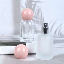 30ml The Refillable Empty Perfume Bottle, With A Smooth Pink Spherical Lid, Transparent Frosted Style, Portable Mini Aesthetic Empty Perfume Bottle, Suitable For Men And Women To Travel And Fill Perfume - Multicolor - View 2