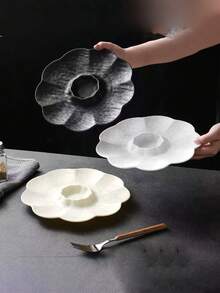 2pcs Creative Plastic Dumpling Plate, Bun Plate With Vinegar Dish, Wonton Plate, Snack Plate, Commercial Lightweight Luxury Divided Plate, Shrimp Plate - View 3