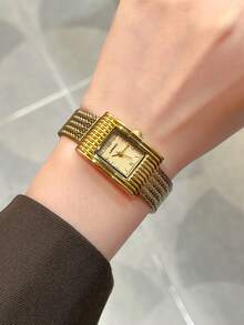 LIANDU 1 Piece Retro Gold Women's Quartz Watch, Daily Wear, Simple Business Casual Fashion Style, Stainless Steel Strap, Holiday Gift Giving Options - Gold - View 3