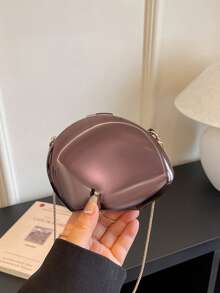 1pc Mini Solid Color Acrylic Asymmetric Design Fashion High-End Party Accessory Women's Evening Bag Clutch Shoulder Crossbody Chain Bag With Kiss Lock - Coffee Brown - View 7