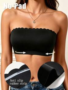 Women's Seamless Bandeau Bra, Wire-Free Elastic Skin-Friendly Soft Tube Top, Soft Breathable Lingerie, Suitable For Strapless Dresses, No Shoulder Pads - Black - View 10