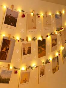 1pc Christmas Home Decoration Warm Light Plastic Copper Wire LED String Light, Battery Powered Fairy Light, Suitable For Outdoor Garden Decoration, Camping Decor, Wedding Party, Bedroom Curtain Decor String Light, Christmas Tree Decor String Light - Yellow - View 2