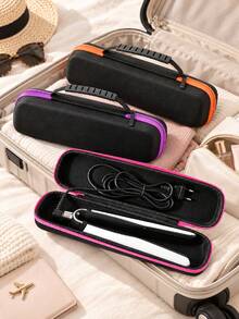 1pc Minimalist Rectangular Hard Storage Box, Contrast Zipper & Handle, Dust-Proof, Hair Styling Tool Organizer, Bathroom Accessories, Travel Essentials, Suitable For Daily Use & Holiday Trips - Multicolor - View 2