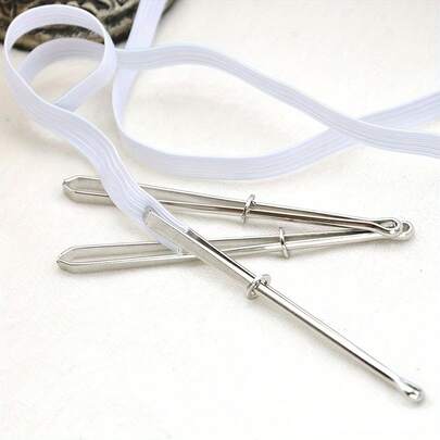 1/3/6/10pcs Elastic Band Threader Set, Suitable For Sewing Projects, Metal Belt Clip, Convenient For Home Sewing Machine Use, Perfect For Making Pants And Skirts Sewing Loops