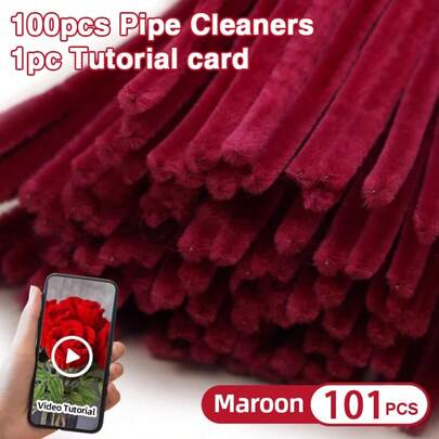 101 Pcs DIY Chenille Stem Set + Video Tutorial– 31 Colors Encrypted Chenille Stems, 30cm Fuzzy Pipe Cleaners – Suitable For Valentine's Day, Party Decoration, Christmas Decor And More– High Quality – Adult Crafts And Commercial Use