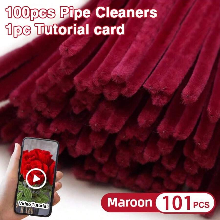101 Pcs DIY Chenille Stem Set + Video Tutorial– 31 Colors Encrypted Chenille Stems, 30cm Fuzzy Pipe Cleaners – Suitable For Valentine's Day, Party Decoration, Christmas Decor And More– High Quality – Adult Crafts And Commercial Use - Monochrome - View 1