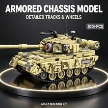 Mecha Tank Assembly Model, 5-Piece Adult Collection Set, 510+ Pieces, Includes Turret, Barrel And Tracks, Suitable For Halloween, Christmas, Thanksgiving And Birthday Gifts For Hobby Collectors - Multicolor - View 10