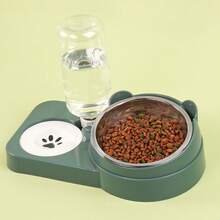 Automatic Refill Pet Water And Food Bowl Set, Stainless Steel Feeding Bowl With 500ml Water Bottle, Suitable For Cats And Small Dogs, 2-In-1 Pet Feeding And Watering Station - 2-in-1 - View 4