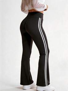 Hotalk Women's Casual Sports Yoga Flare Leggings, Outdoor Sports Long Pants - Black - View 3