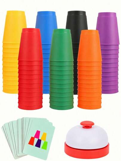 1pc 2-Player Battle Stacking Cups Board Game, Color Sorting Cognitive Training Stacking Cups Toy, Educational Competitive Prop, Set Of Cups Training Prop, Home Entertainment, Party Gathering Game, Perfect Gift, Holiday Gift, Birthday Gift, Present