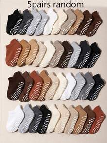 20 Pairs Random Baby Solid Color Mid-Calf Socks, Anti-Slip Design Short Socks, Soft And Breathable, Suitable For Toddlers, Multi-Color Neutral Tones, Suitable For Daily Wear - Multicolor - View 6