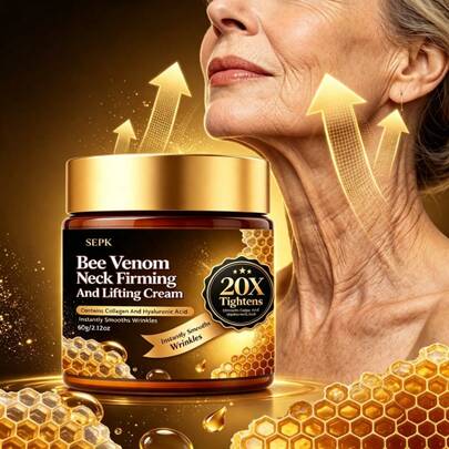 SEPK Nueva crema potente de tensado instantáneo para cuello y barbilla, crea un levantamiento y tensado de rostro en V - Contiene colágeno, retinol y otros ingredientes, crema de tensado y esculpido de la línea de la mandíbula, absorción rápida para una piel suave y tensa al instante