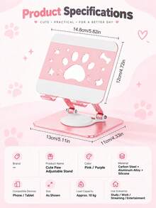 Foldable Adjustable Laptop Stand, Cute Cat Paw Design, Desktop Laptop Base With Ventilation And Heat Dissipation Function, Multi-Angle Support For Tablets And Laptops, Home Office Desktop Accessory - Type a - View 3